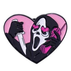 Ghost Face heart Enamel Pin